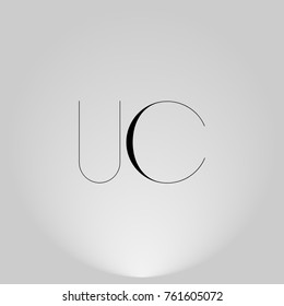 UC Black thin minimalist LOGO Design with Highlight on Gray background.