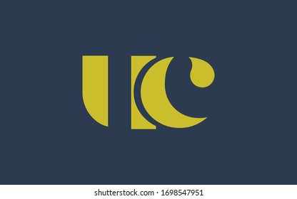 uc or cu and u or c Lowercase Letter Initial Logo Design, Vector Template