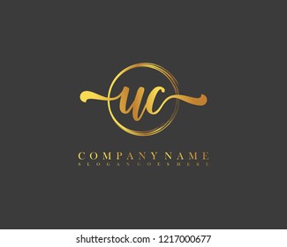 UC initial handwriting logo circle template vector