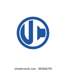 UC initial letters circle business logo blue