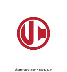 UC initial letters circle business logo red