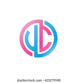 UC initial letters looping linked circle logo pink blue