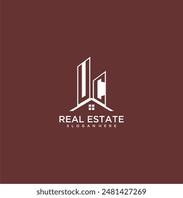 UC initial monogram building and roof logo for real estate