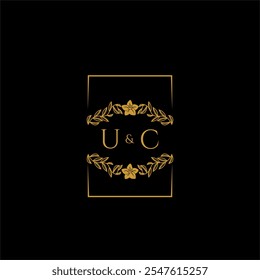 UC initial monogram decoration for wedding logo with creative square line