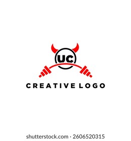 UC initial monogram for fitnes or gym logo with devil style design