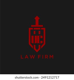UC initial monogram for law firm with sword and shield logo image