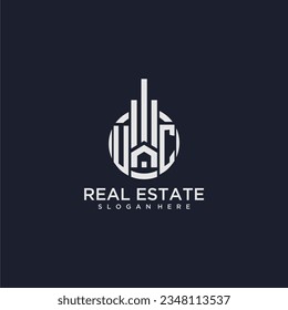 UC initial monogram logo for real estate with creative circle design vector