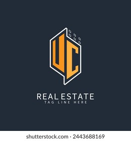 Logo de monograma inicial de la UC para el diseño creativo inmobiliario.