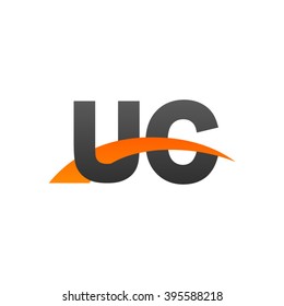 UC initial overlapping swoosh letter logo black orange