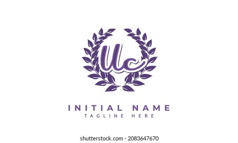 Uc Initials, handwriting logo vector