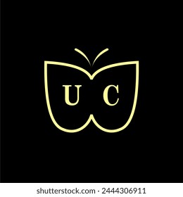 UC Initials Luxury Butterfly Logo Vektorillustration