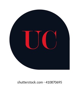 UC Letters red , Abstract black background logo, Design identity in shape, Alphabet letter