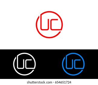 Uc Logo. Letter Design Vector with Red and Black Gold Silver Colors

