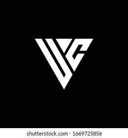 UC Logo letter monogram with triangle shape design template isolated on black background