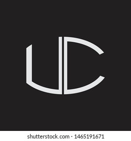 UC Logo letter oval monogram design template with black and white colors