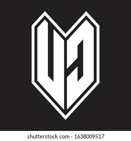 UC Logo monogram with emblem line style isolated on black background