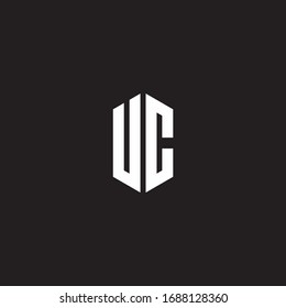 UC Logo monogram with hexagon shape style design template isolated on black background