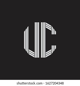 UC Logo monogram with outline style linked isolated on black background