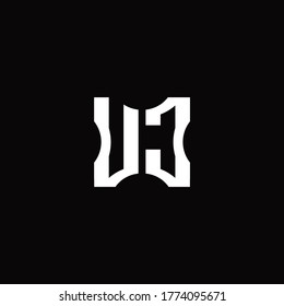 Monograma de logotipo UC con plantilla de diseño de elementos cortados