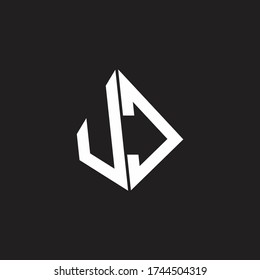 Monograma del logotipo de UC con plantilla de diseño de cinta de forma triangular destacable