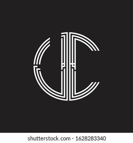 UC Logo monogram triple ribbon style line design template isolated on black background