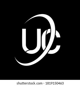 UC logo. U C design. White UC letter. UC/U C letter logo design. Initial letter UC linked circle uppercase monogram logo.	