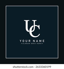 Logotipo Vetorial Mínimo de UC - Logotipo Empresarial Simples para Monograma U e C