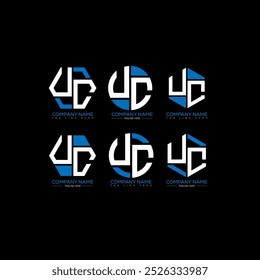 UC minimalist and classic logo set design.UC monogram polygonal and circle shape vector. UC unique design.
