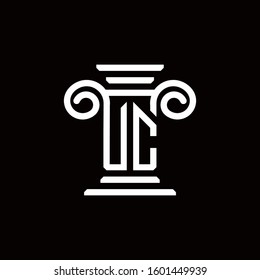 UC monogram logo with pillar style design template