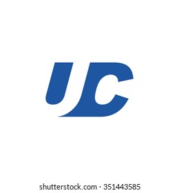 UC negative space letter logo blue