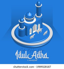 Ucapan Selamat Hari Raya Idul Adha - Happy Eid Al Adha Mubarak 3d design
