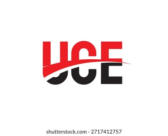 UCE-Buchstaben einzeln auf weißem Hintergrund, Vektorlogos