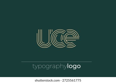 UCE modern geometric typography logo. Modern and stylish composition featuring a monochromatic typography logo illustration designed with intricate lines.