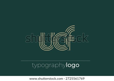 UCF modern geometric typography logo. Modern and stylish composition featuring a monochromatic typography logo illustration designed with intricate lines.