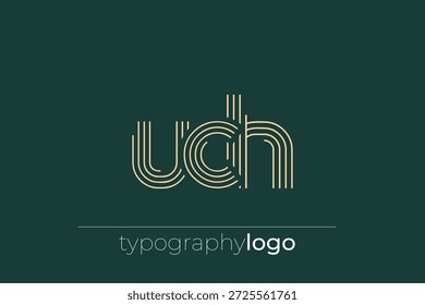UCH moderno logotipo de tipografia geométrica. Composição moderna e elegante com uma ilustração de logotipo de tipografia monocromática projetada com linhas intrincadas.