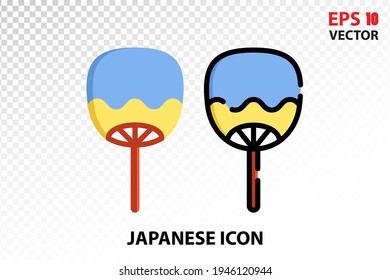 Uchiwa icon on transparent background. Japan symbol for your website design, logo, app, UI. Eps10 vector illustration.