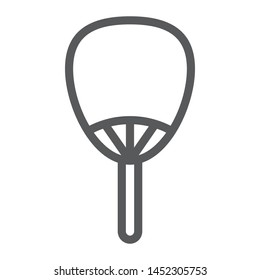 Uchiwa line icon, asian and accessories, japanese fan sign, vector graphics, a linear pattern on a white background, eps 10.