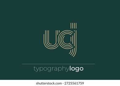 UCJ moderno logotipo da tipografia geométrica. Composição moderna e elegante com uma ilustração de logotipo de tipografia monocromática projetada com linhas intrincadas.
