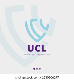 Plantilla de vectores de iconos monograma del polígono de diseño del logotipo de la carta UCL