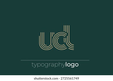 Logotipo da tipografia geométrica moderna da UCL. Composição moderna e elegante com uma ilustração de logotipo de tipografia monocromática projetada com linhas intrincadas.