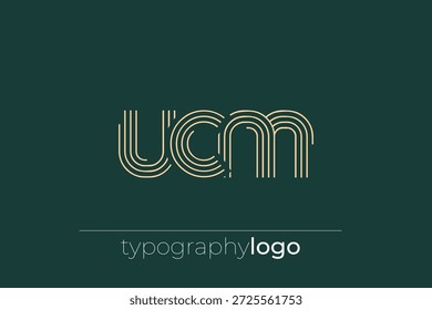 UCM modern geometric typography logo. Modern and stylish composition featuring a monochromatic typography logo illustration designed with intricate lines.