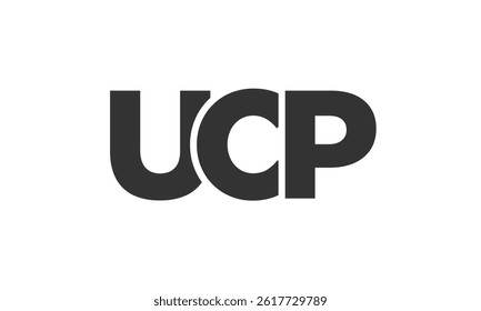 UCP logo design template with strong and modern bold text. Initial based vector logotype featuring simple and minimal typography. Trendy company identity ideal for businesses brand presence.