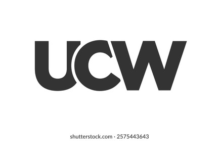 UCW logo design template with strong and modern bold text. Initial based vector logotype featuring simple and minimal typography. Trendy company identity ideal for businesses brand presence.