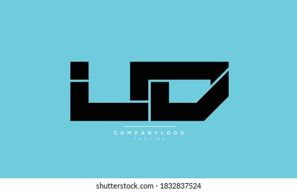 Diseño del logotipo del alfabeto de texto en letra monográfica de las iniciales abstractas UD