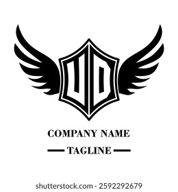 UD bold shield logo with wings, customizable with letters A to Z. Perfect for brands seeking a powerful symbol of strength, freedom, and ambition