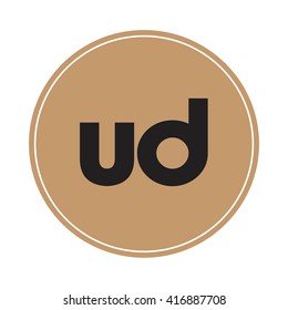 ud brown letters ,abstract background logo, design identity in circle, alphabet letter