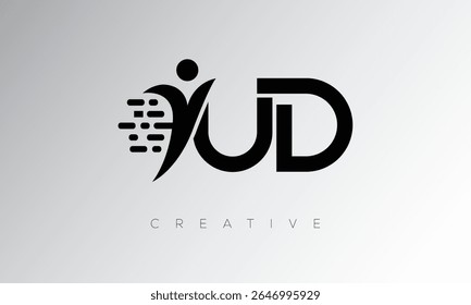 UD Creative Digital Monogram Logo – Futuristic Letter mark Design Featuring Human Shape, Pixel Motion and Minimal Tech Style for Innovative Branding Identity