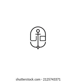 Diseño de logotipo de letras creativas UD en concepto de ancla con diseño profesional de alta calidad que se imprimirán en cualquier medio de impresión