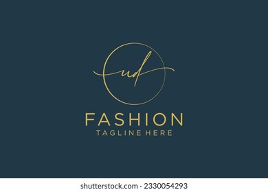UD Feminine logo beauty monogram and elegant logo design, handwriting logo of initial signature, wedding, fashion, floral and botanical with creative template.
