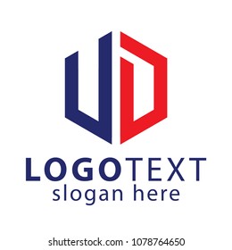 UD Initial Hexagonal logo Vector Template
